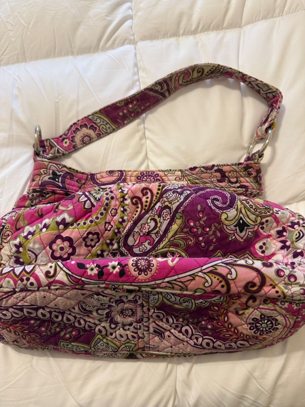Vera Bradley Pink and Purple Paisley Quilted Shoulder Bag